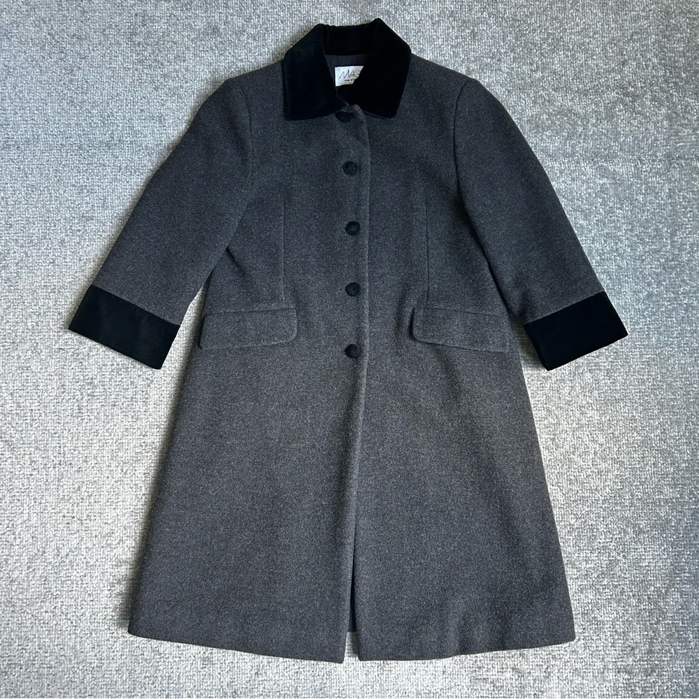 Magil EUC Wool Cashmere Blend Gray/Black Pea Coat, Size 6 Girls